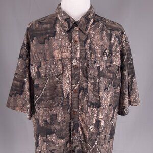 Realtree Timber Camo Hunting Shirt Men's 3XLT Vented Short Sleeves Embroidered